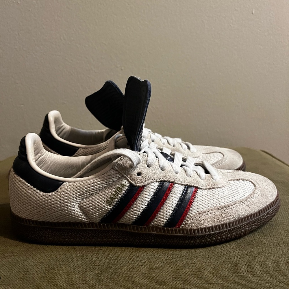 adidas White Navy Red Samba Style Athletic Shoes